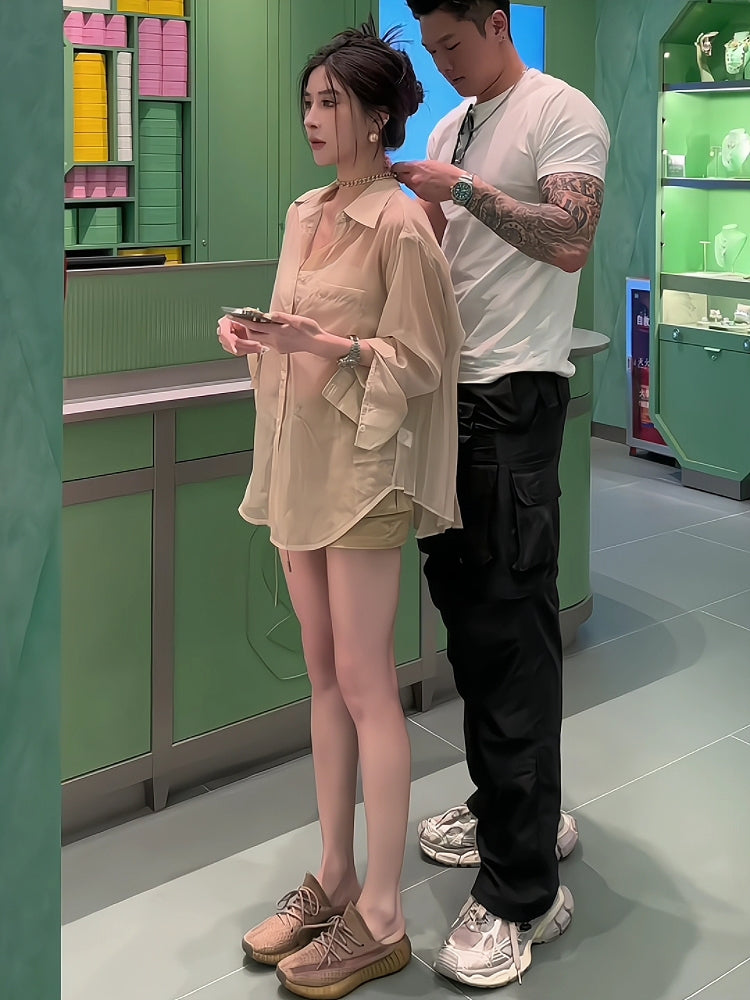 【tops】イレギュラーギャザー薄手シャツG23536