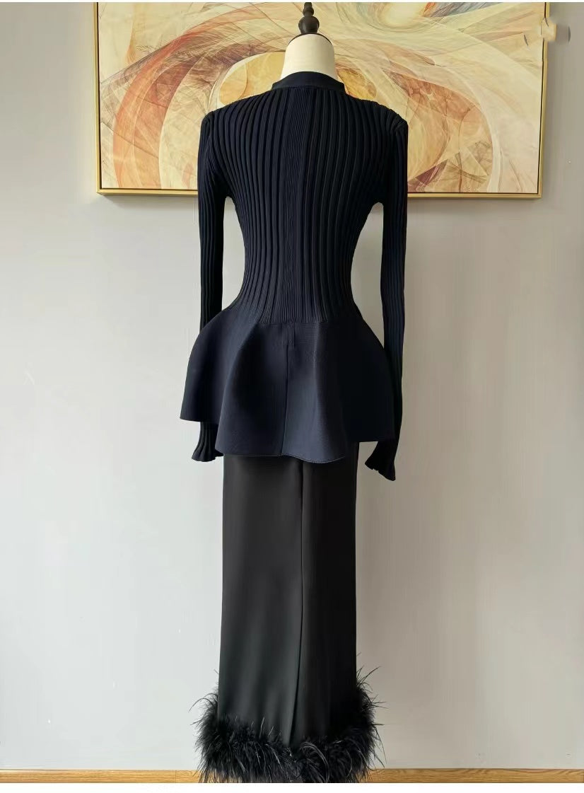 【tops】VネックペプラムニットG23557