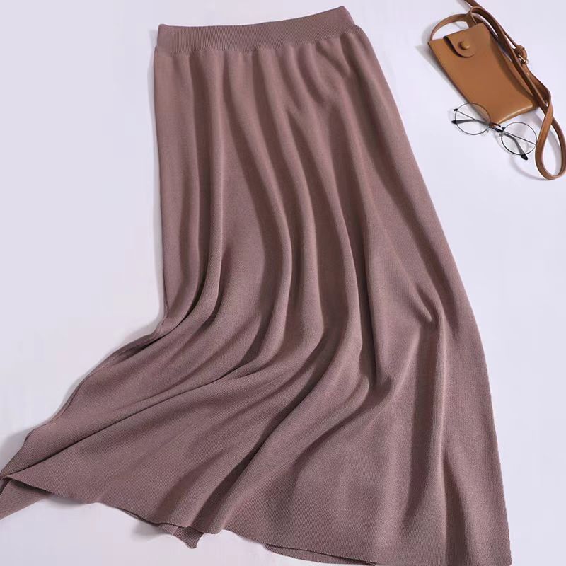 【set】長袖ニットカーディガン+スカート2点セットG23589