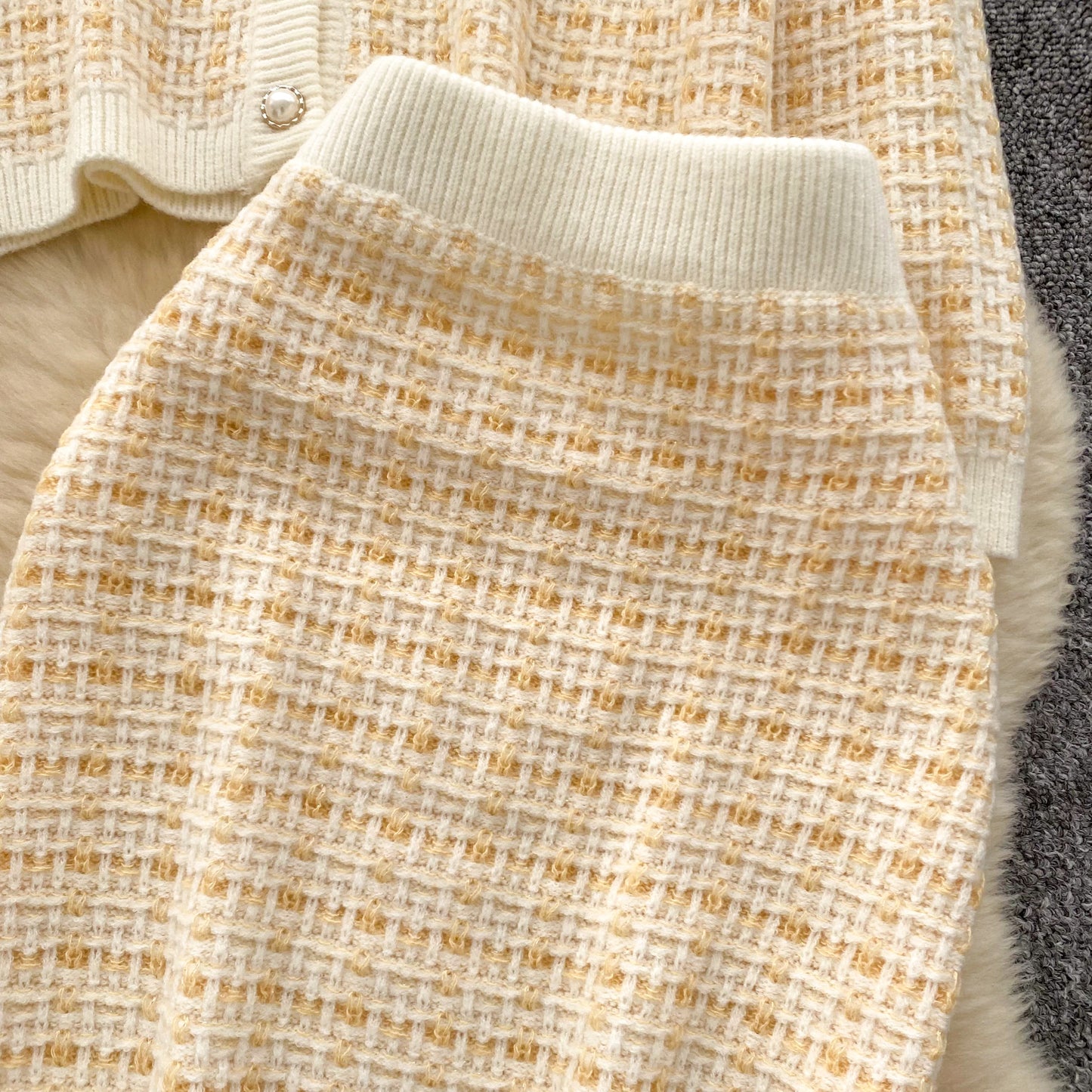 【set】カーディガン+スカートニット2点セットG23597