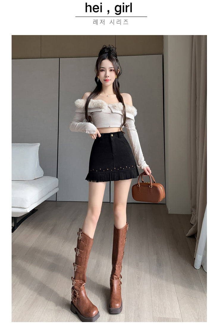 【bottoms】フリンジAラインスカートG23603