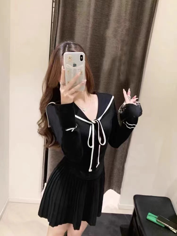 【set】長袖ニットトップス+スカートニット2点セットG23604