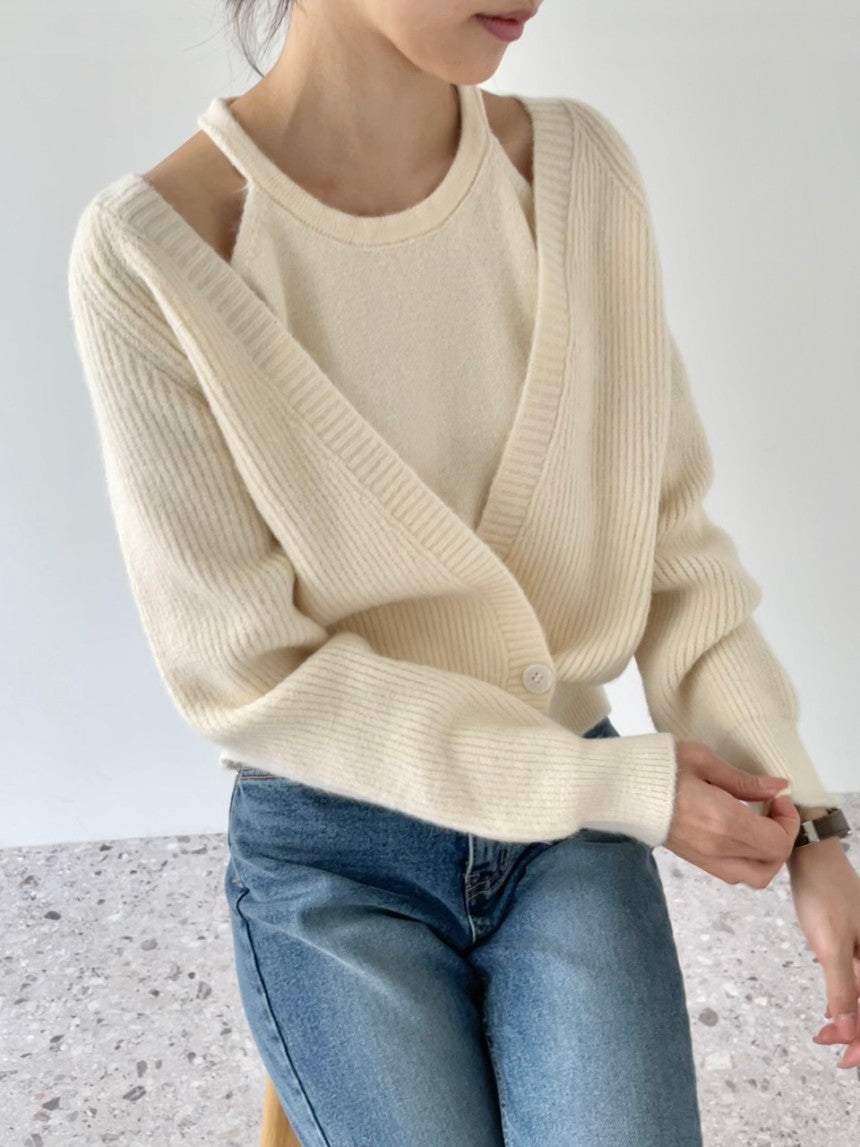 【set】Vネックセーター+キャミソールニット2点セットG23625