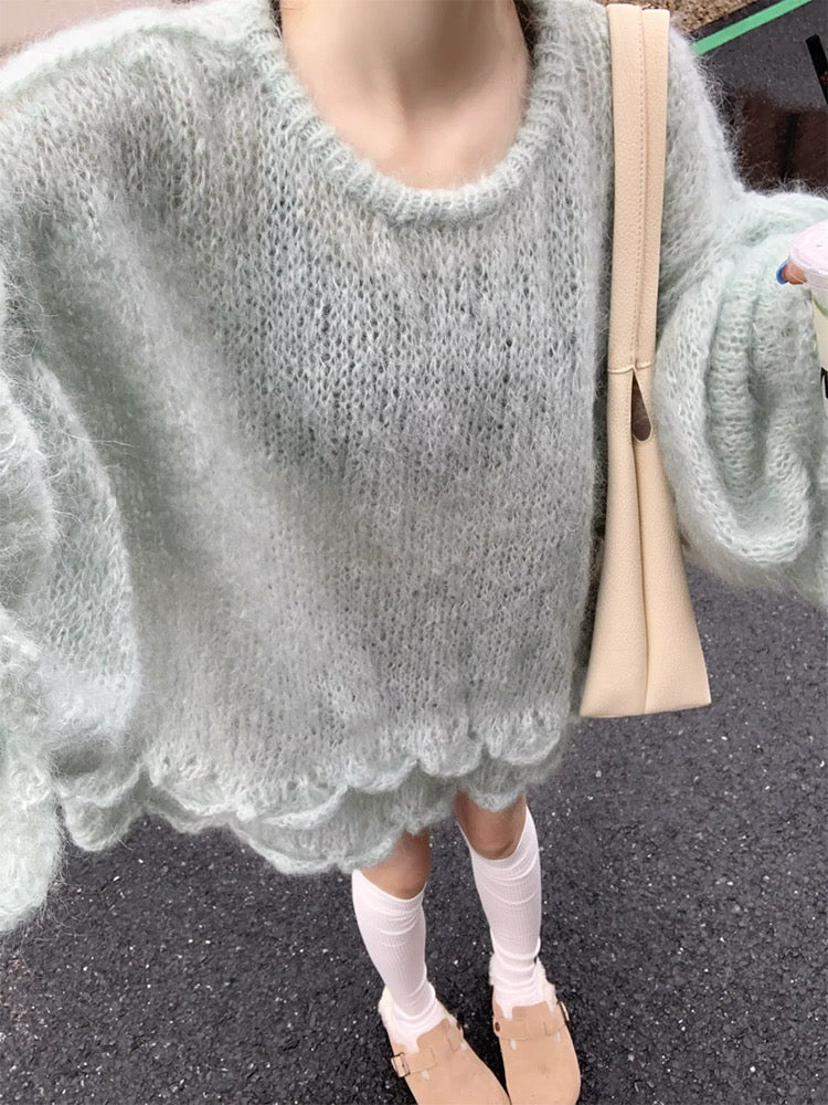 【tops】ランタンスリーブニットセーターG23653