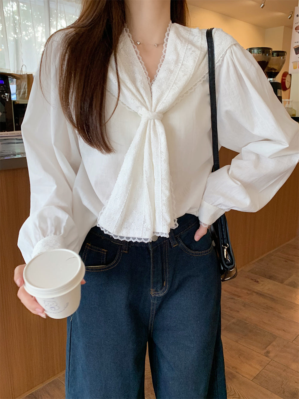 【tops】レース長袖ブラウスG23664