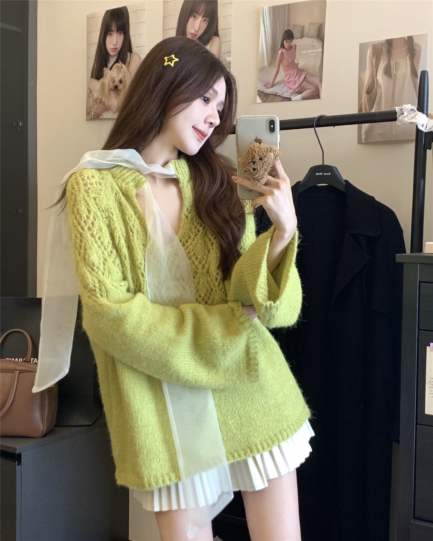 【tops】ゆったり透かし彫りニットG23682