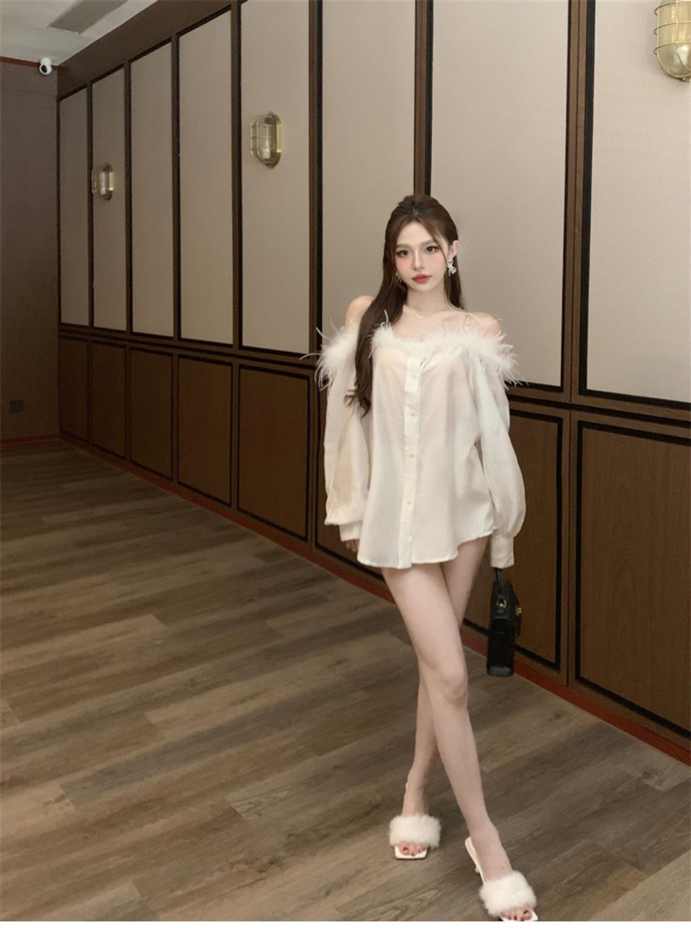 【tops】ファーボートネックブラウスG23706