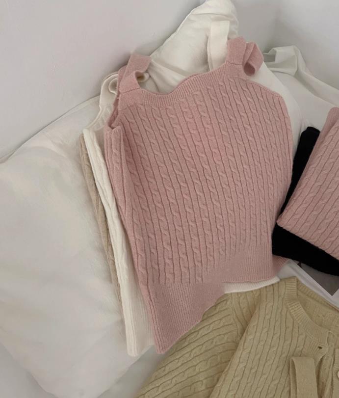 【set】カーディガン+キャミソールニット2点セットF8218