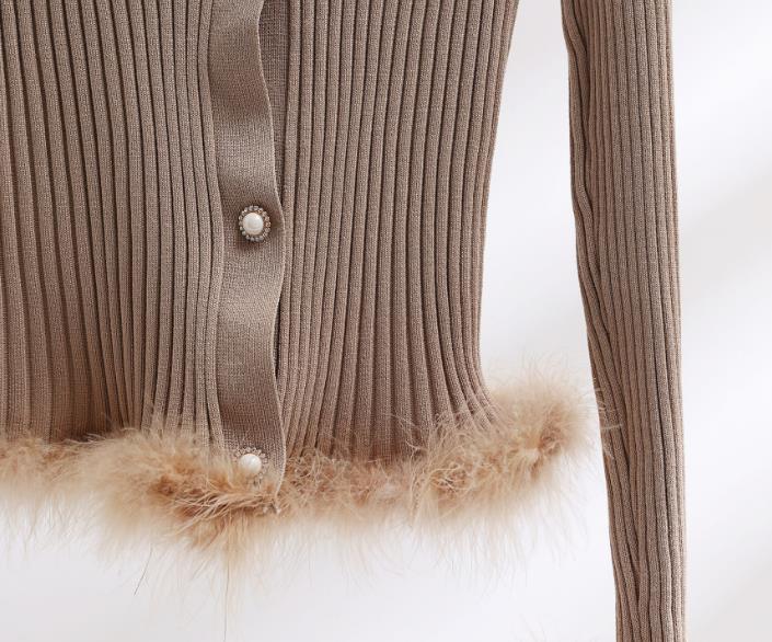 【set】ファーカーディガン+スカートニット2点セットF8223