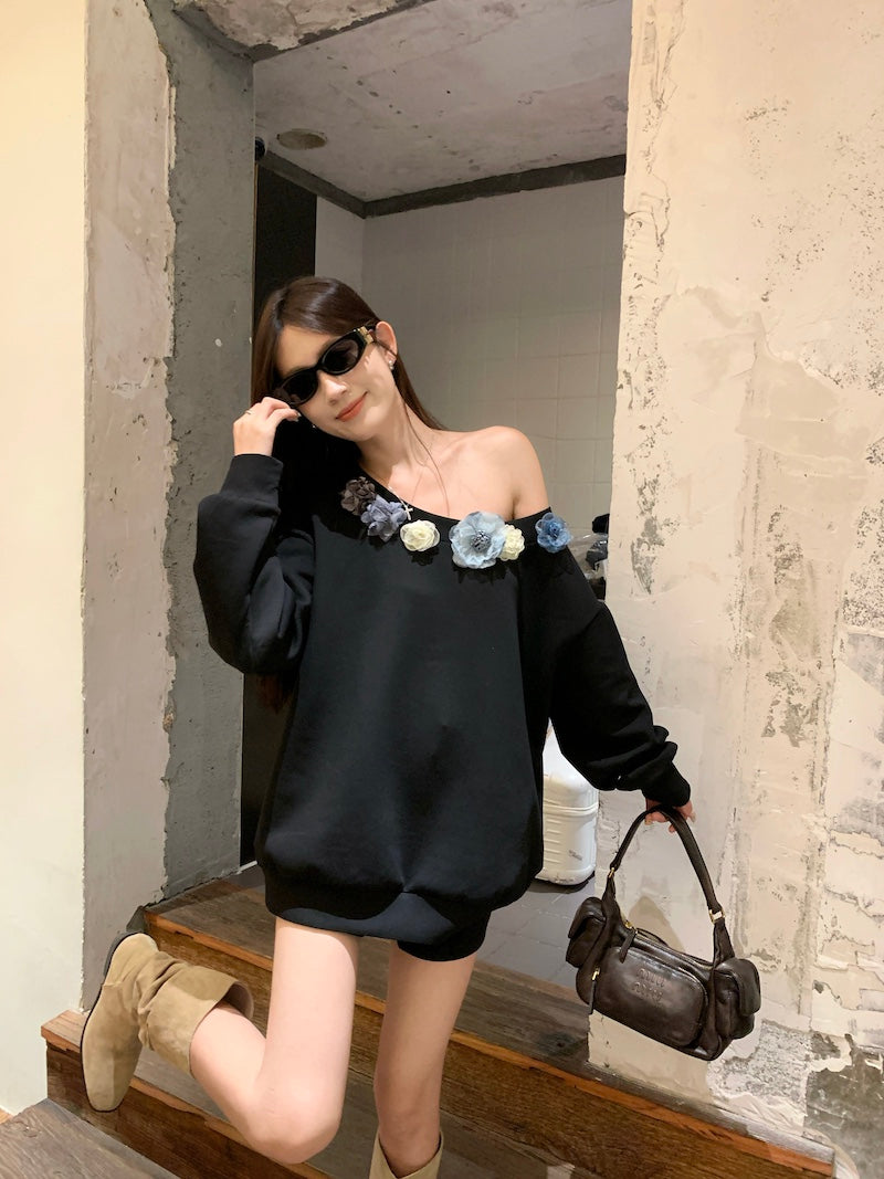 【tops】オブリークネックフラワーパーカーG23817