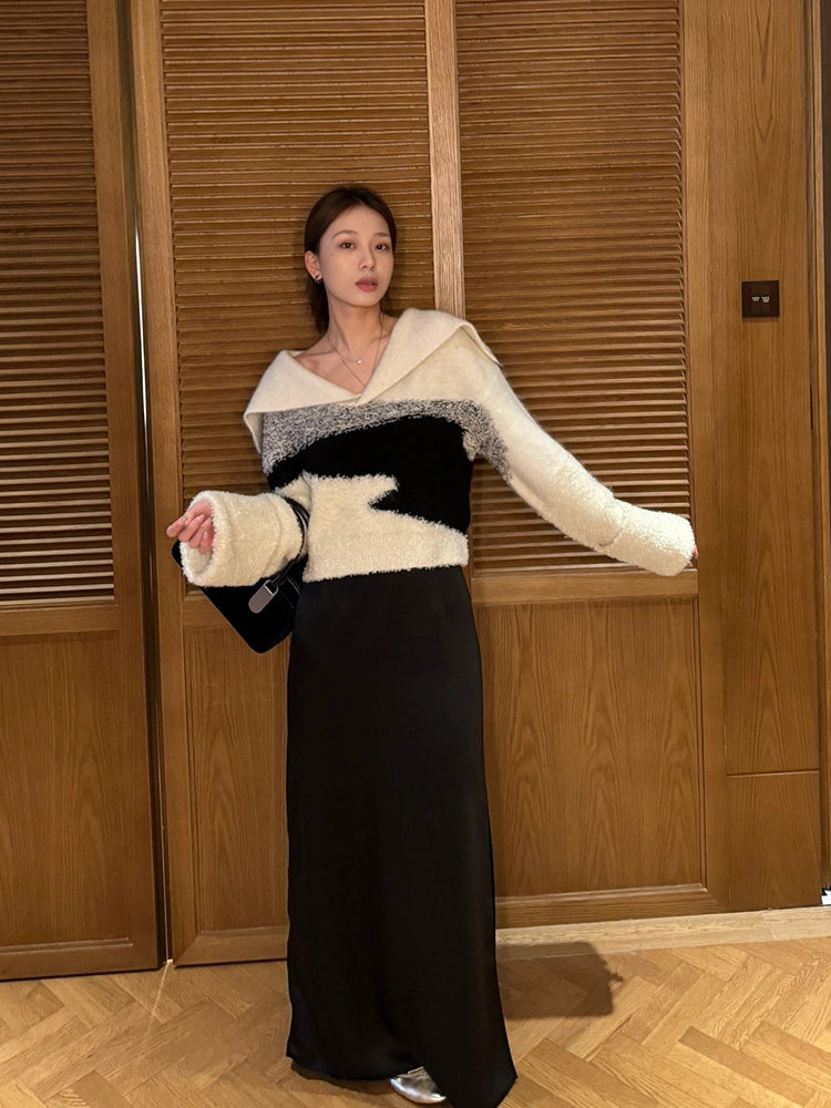 【tops】ゆったり折り襟ニットセーターG23874