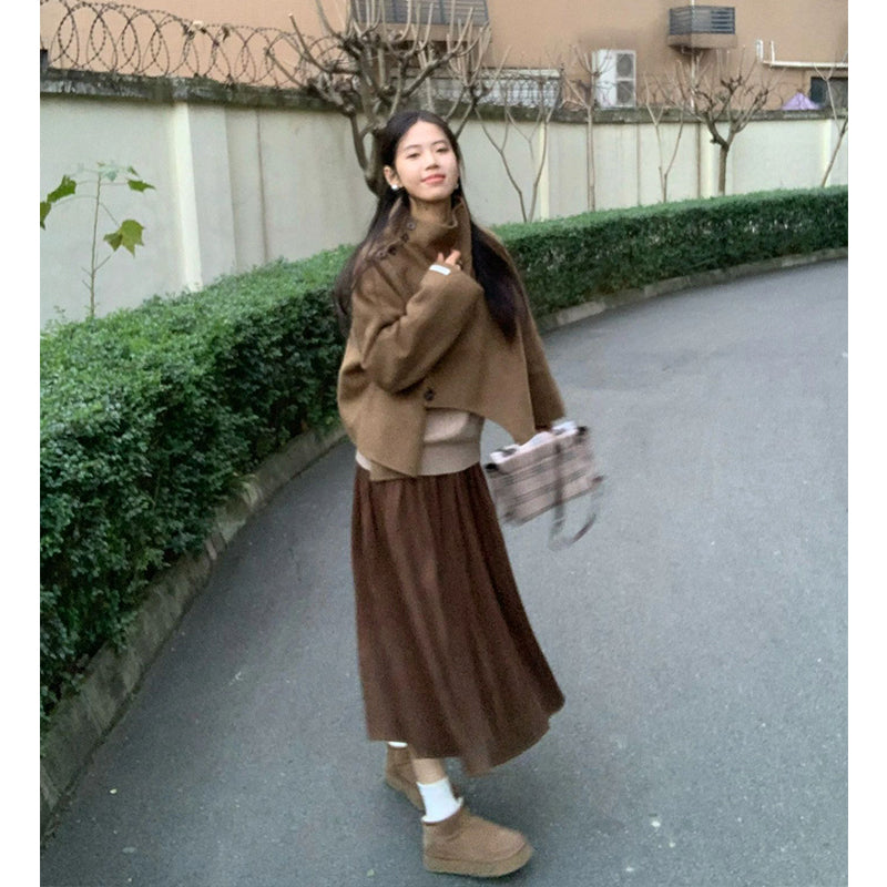 【outer】ハイネックツイードコートG23875