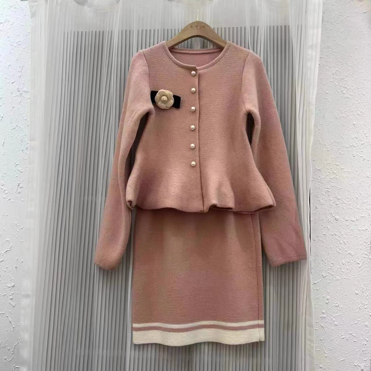 【set】4色フラワーアウター+タイトスカート2点セットG23877