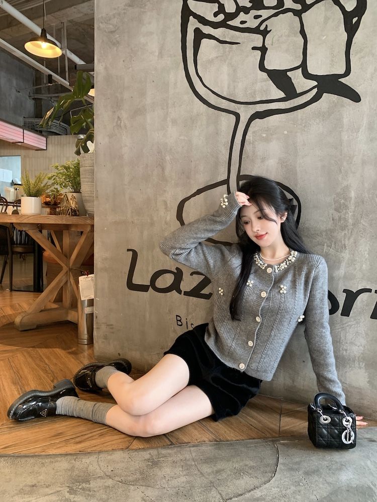 【outer】ビーズニットカーディガンG23879