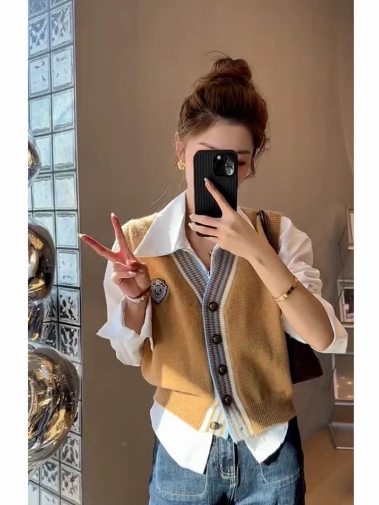 【tops】春秋ニットチョッキG23883