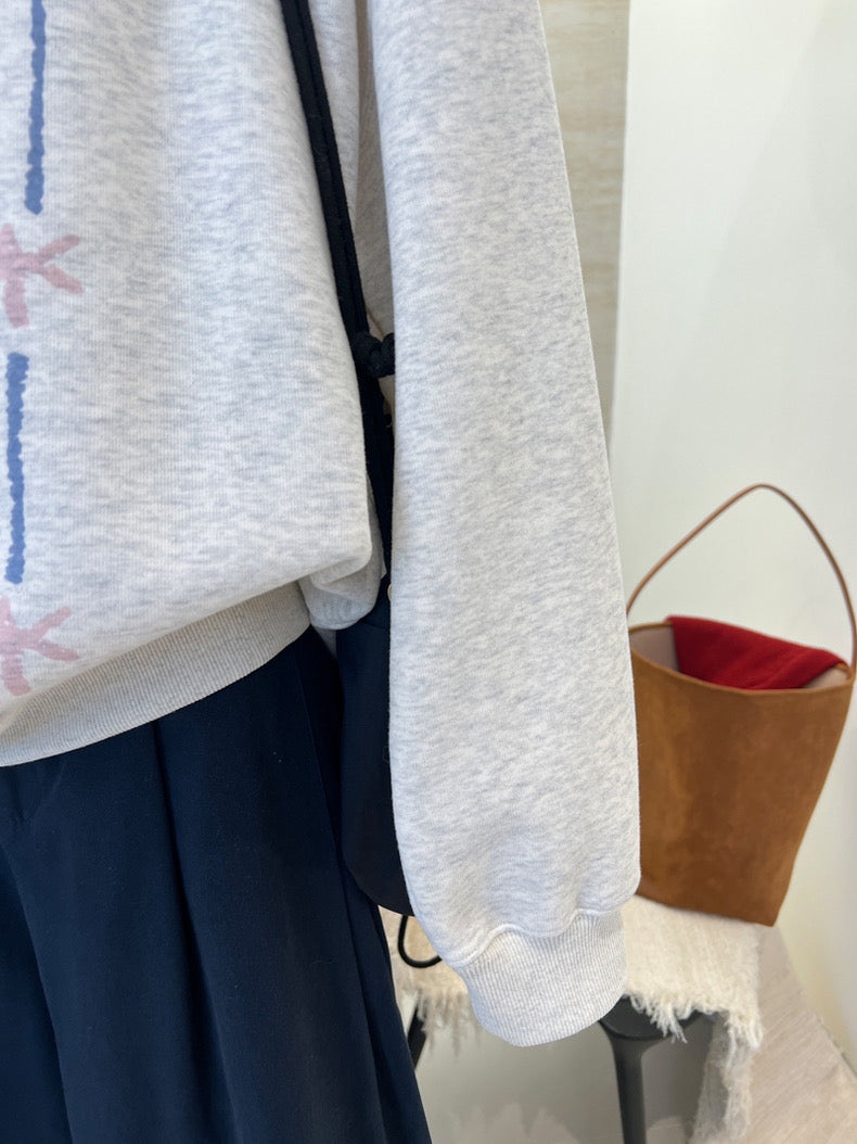 【tops】ラウンドネック薄手長袖パーカーG23899