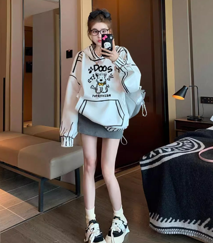 【tops】落書きフード付き薄手パーカーG23904