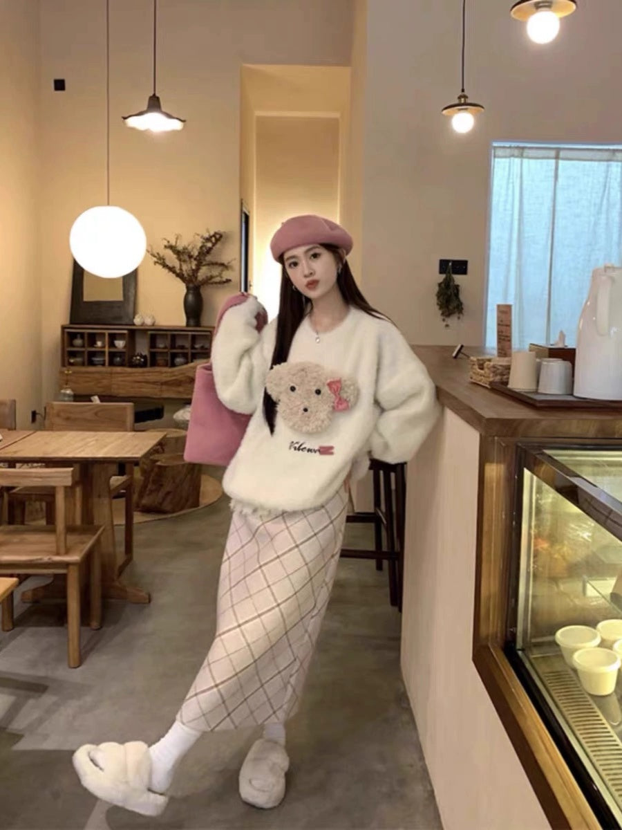 【tops】クマ柄長袖秋冬パーカーG23925