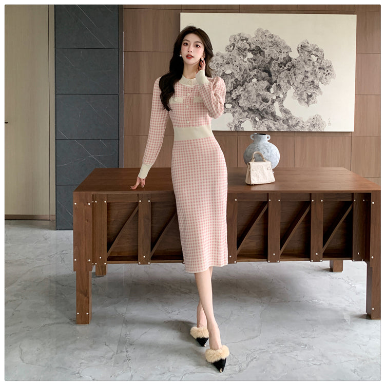 【dress】ラウンドネック秋冬ニットワンピースG23997