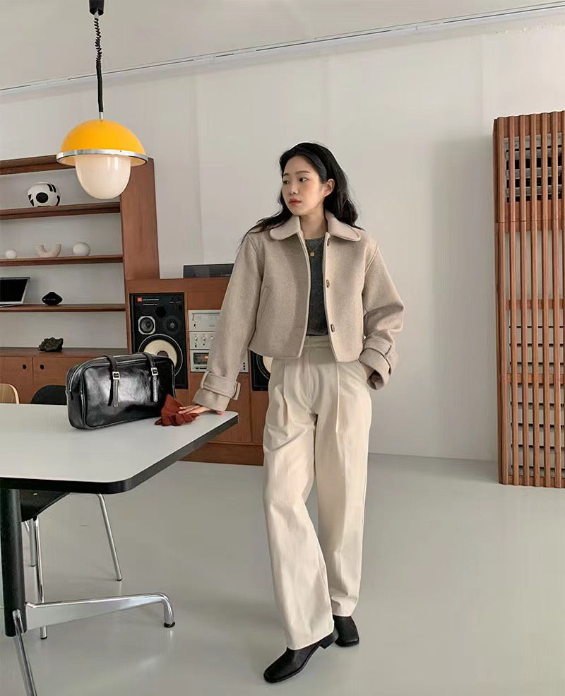 【outer】無地長袖ラシャ生地コートG24038