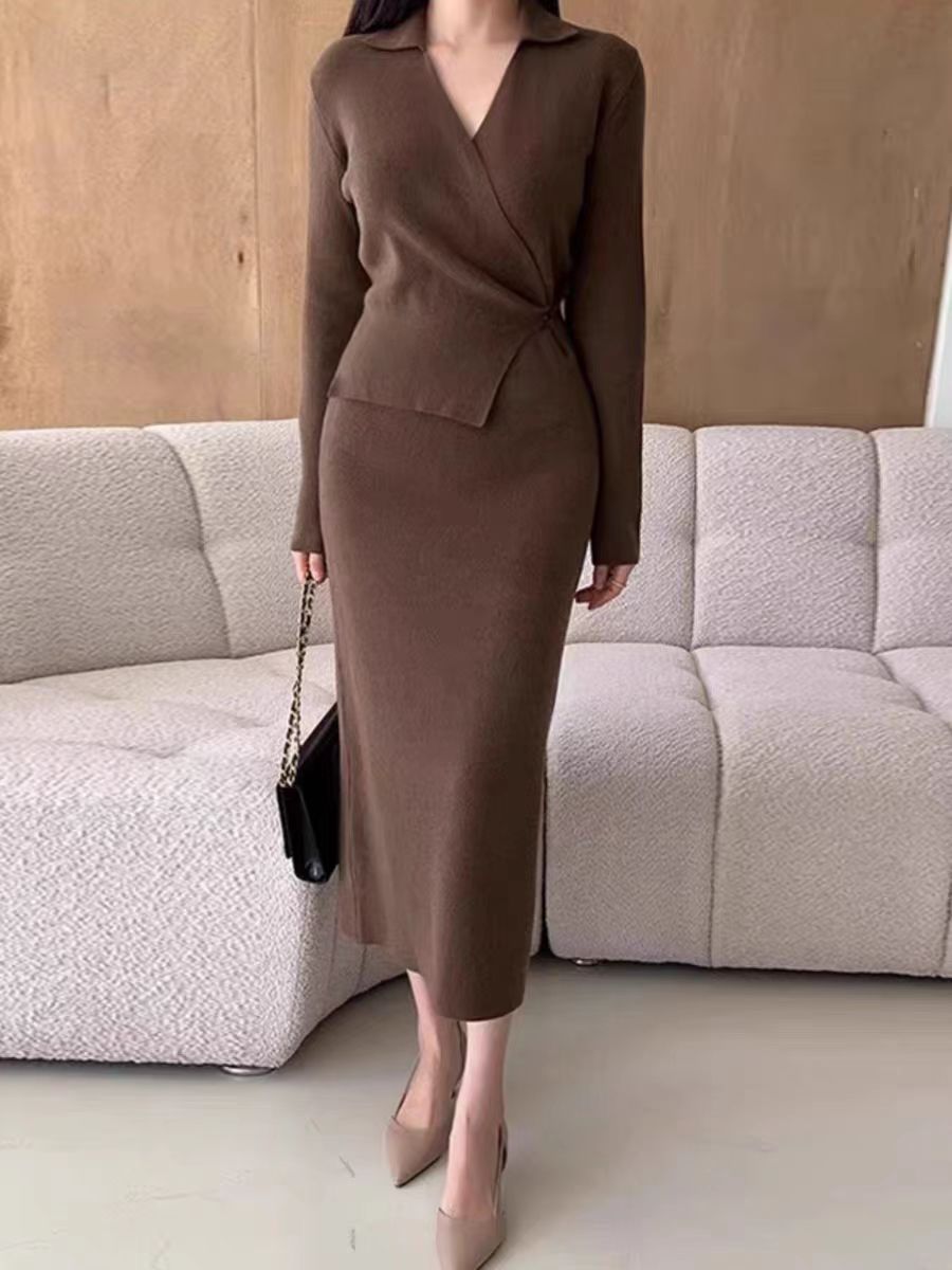 【dress】VネックニットワンピースG24067