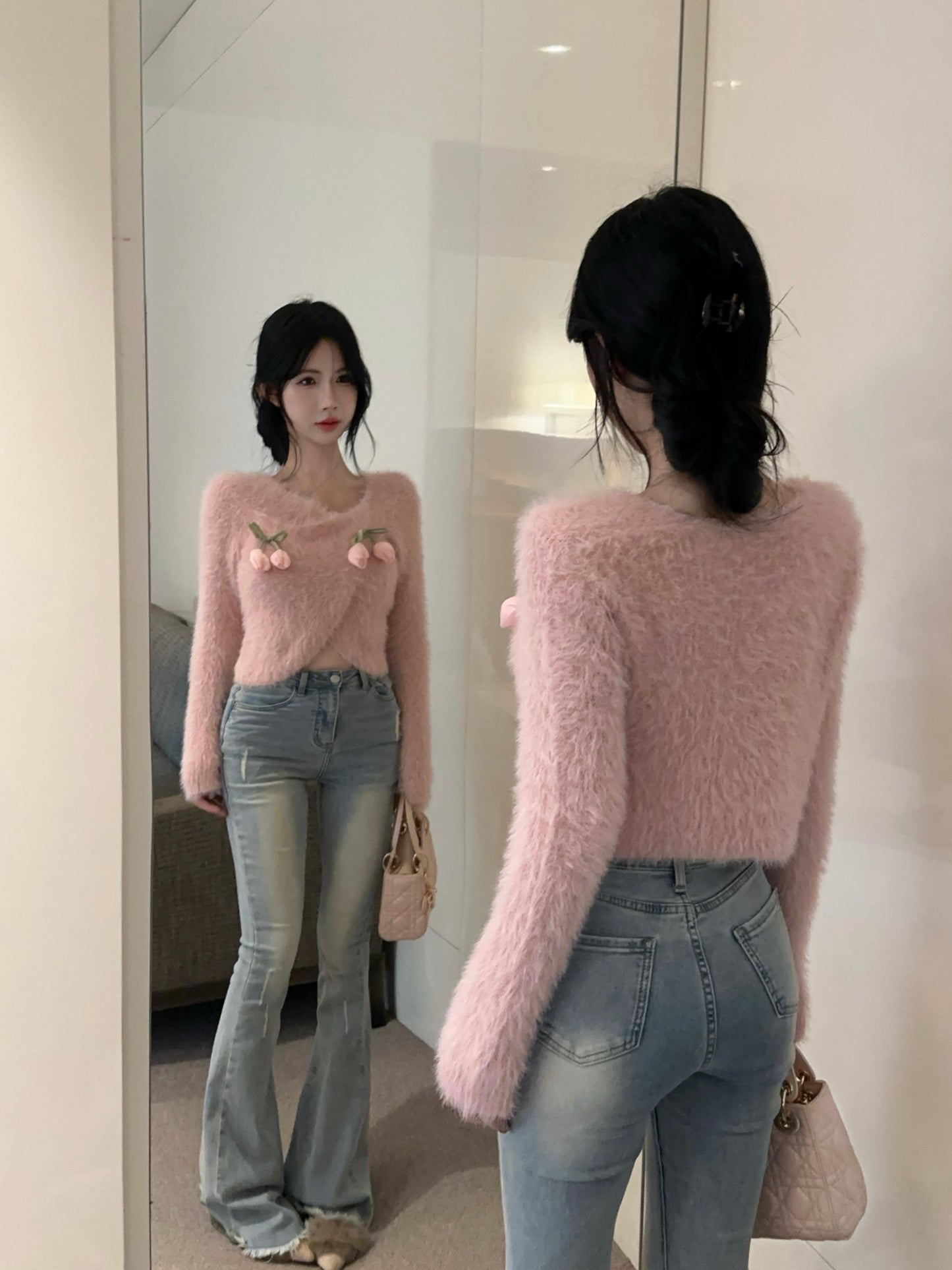 【tops】秋冬オフショルダーニットセーターG24097