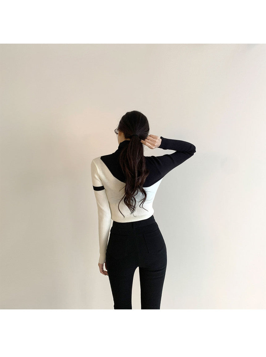 【tops】ハイネック長袖ニットセーターG24105