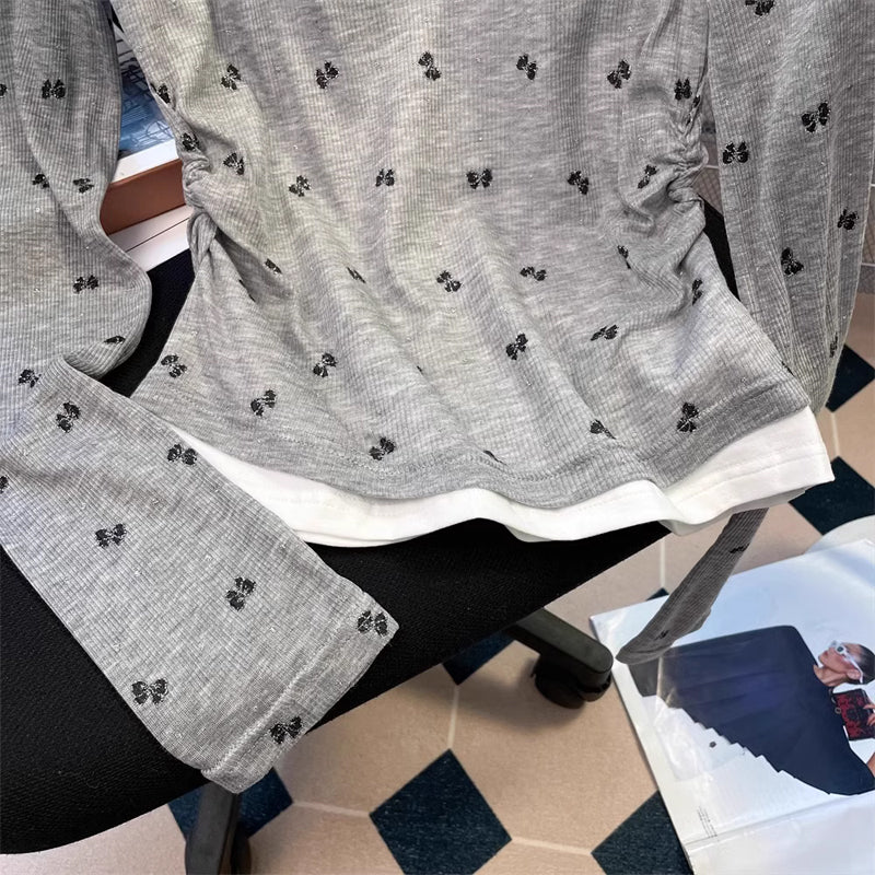 【tops】偽二つ切り替え長袖TシャツG24116