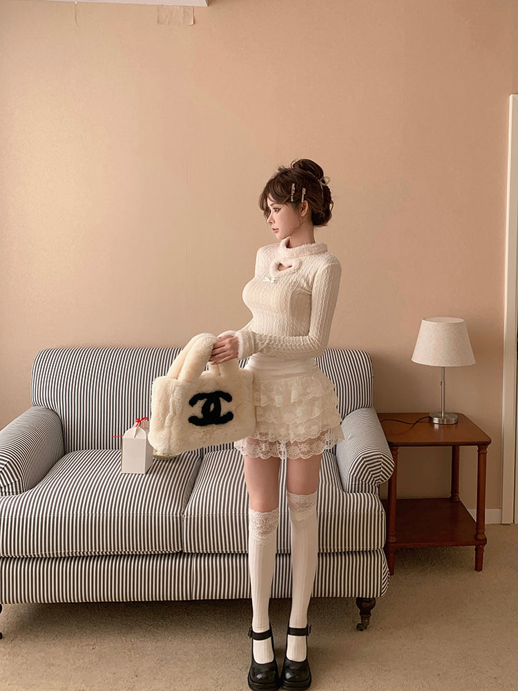 【tops】透かし彫りニットセーターG24120