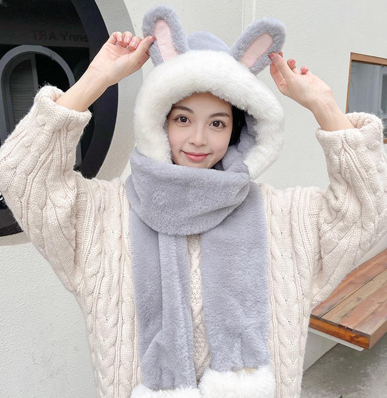 【小物】あったか一体化帽子F8312