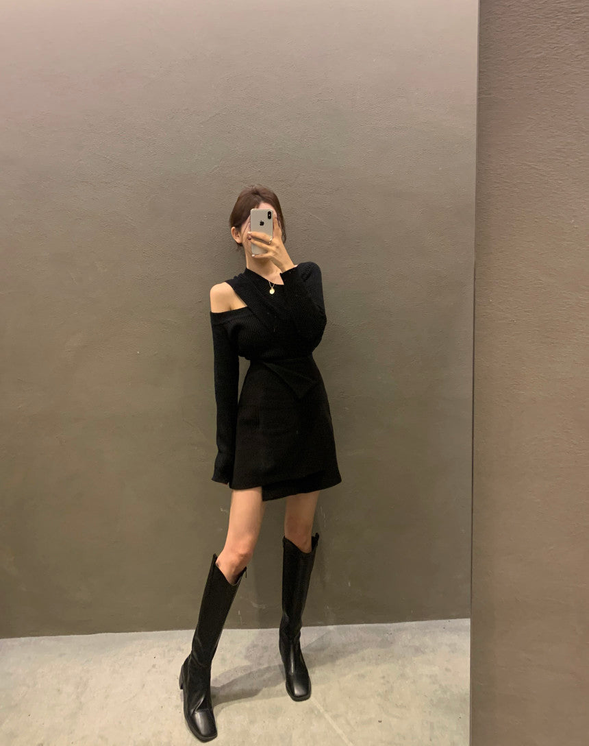 【tops】オープンショルダー春秋ニットG24134