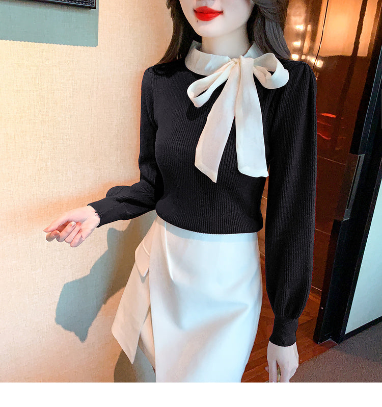 【tops】リボン秋冬ニットセーターG24143