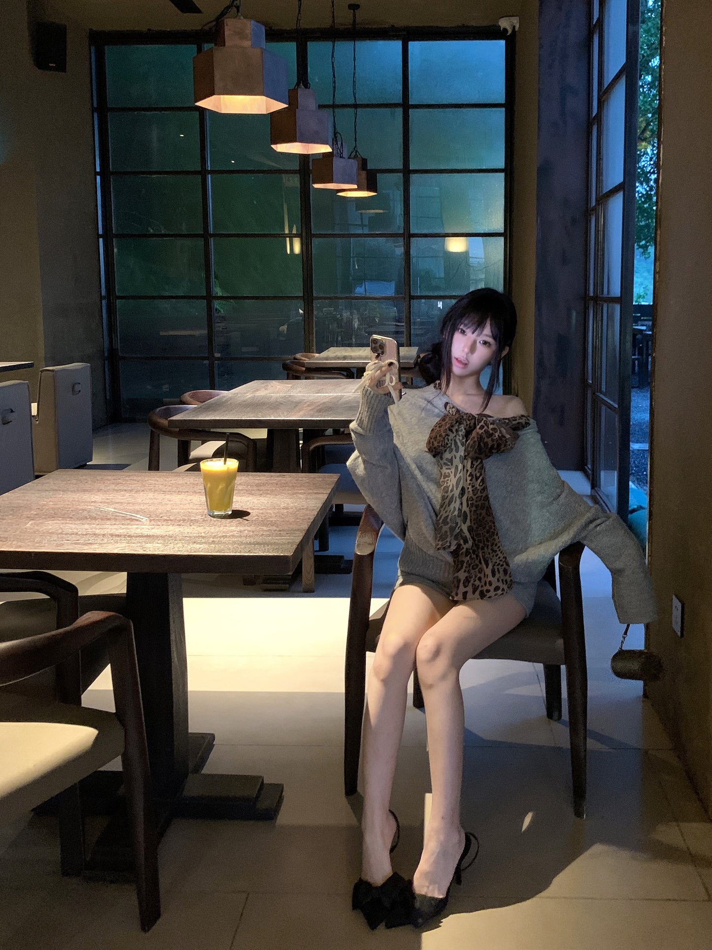 【tops】ヒョウ柄ニットセーターG24152