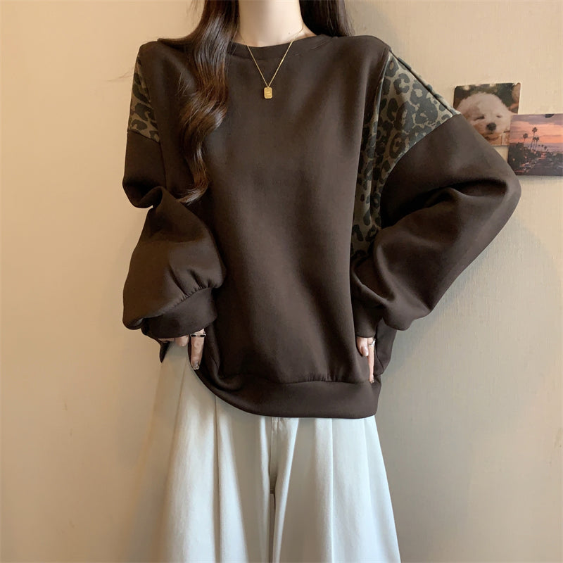 【tops】ヒョウ柄切り替えパーカーG24159