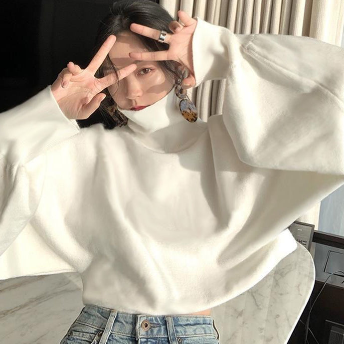 【tops】ゆったり秋冬ハイネックパーカーG24163