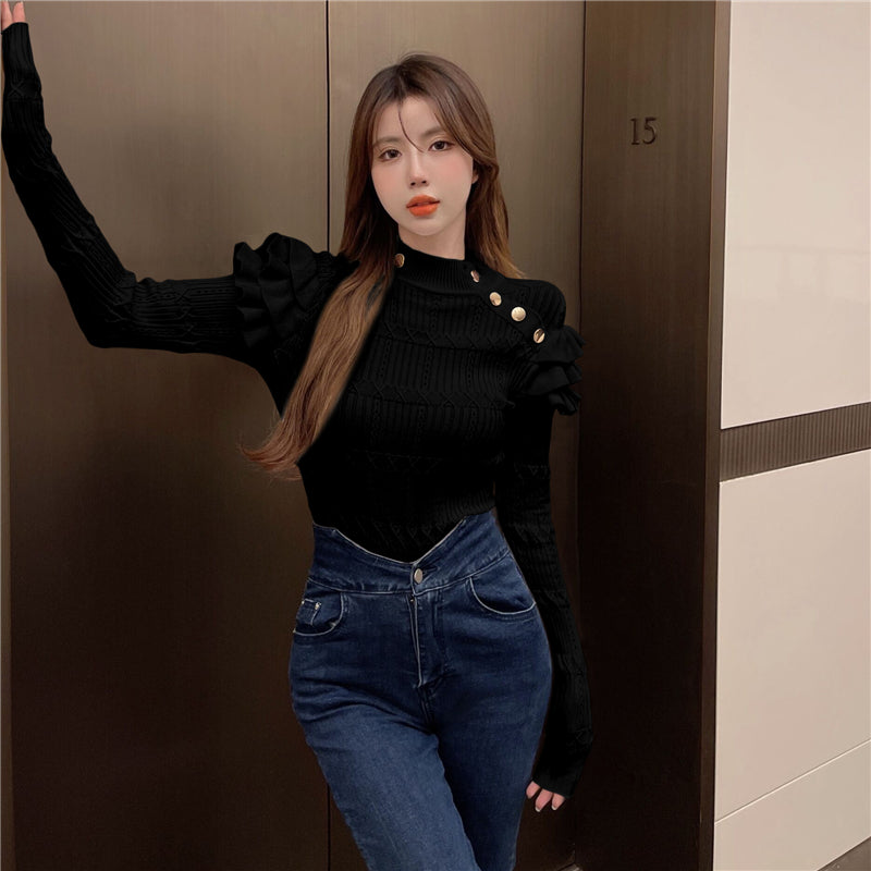 【tops】ペタルスリーブニットセーターG24171