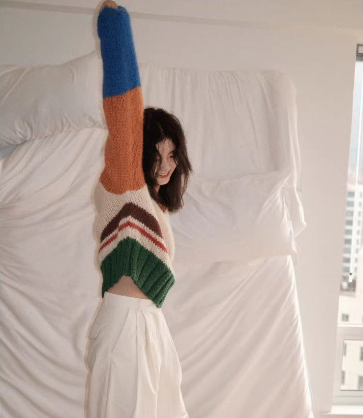 【tops】ストライプ柄ニットセーターG24172