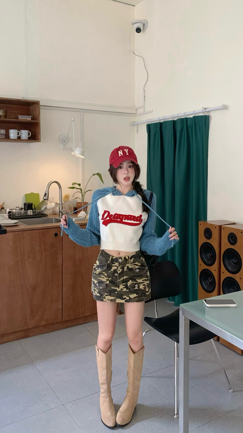 【tops】フード付きニットセーターG24173