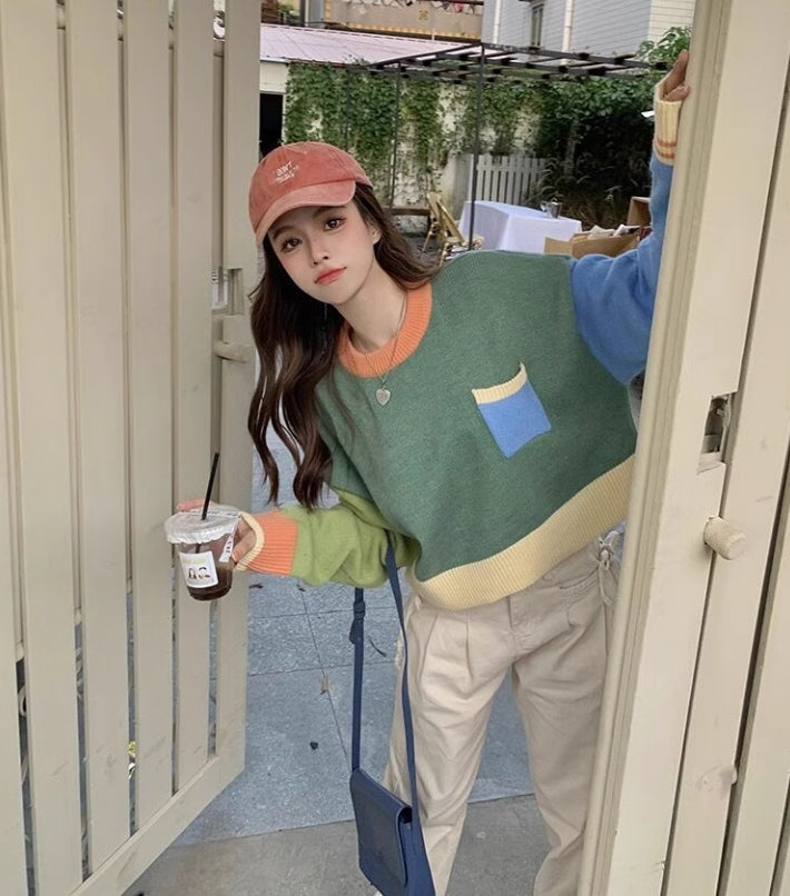 【tops】秋冬長袖ニットセーターG24175