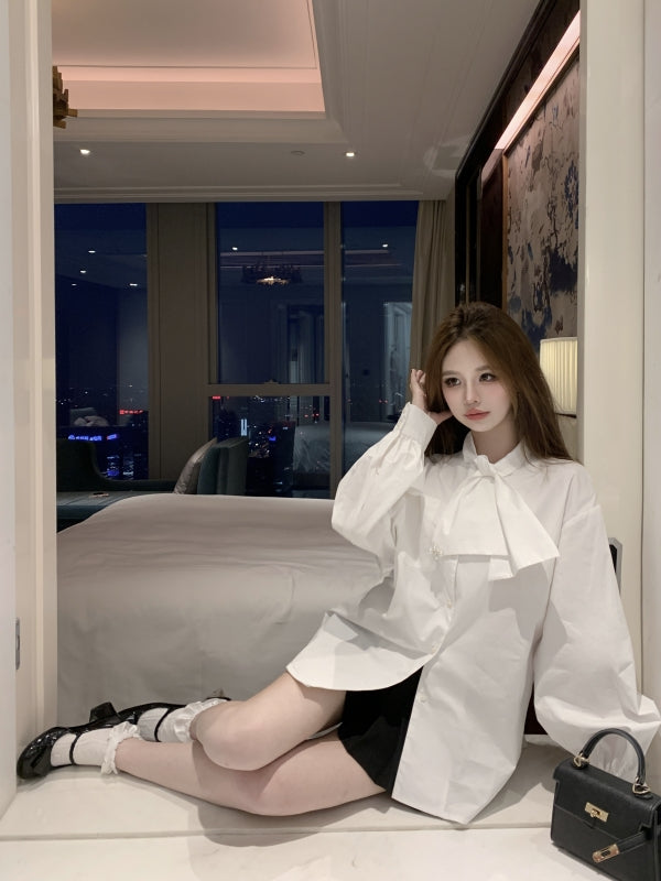 【tops】デザインリボンシャツG24223