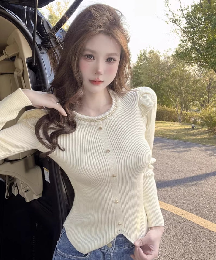 【tops】パフスリーブニットセーターG24243