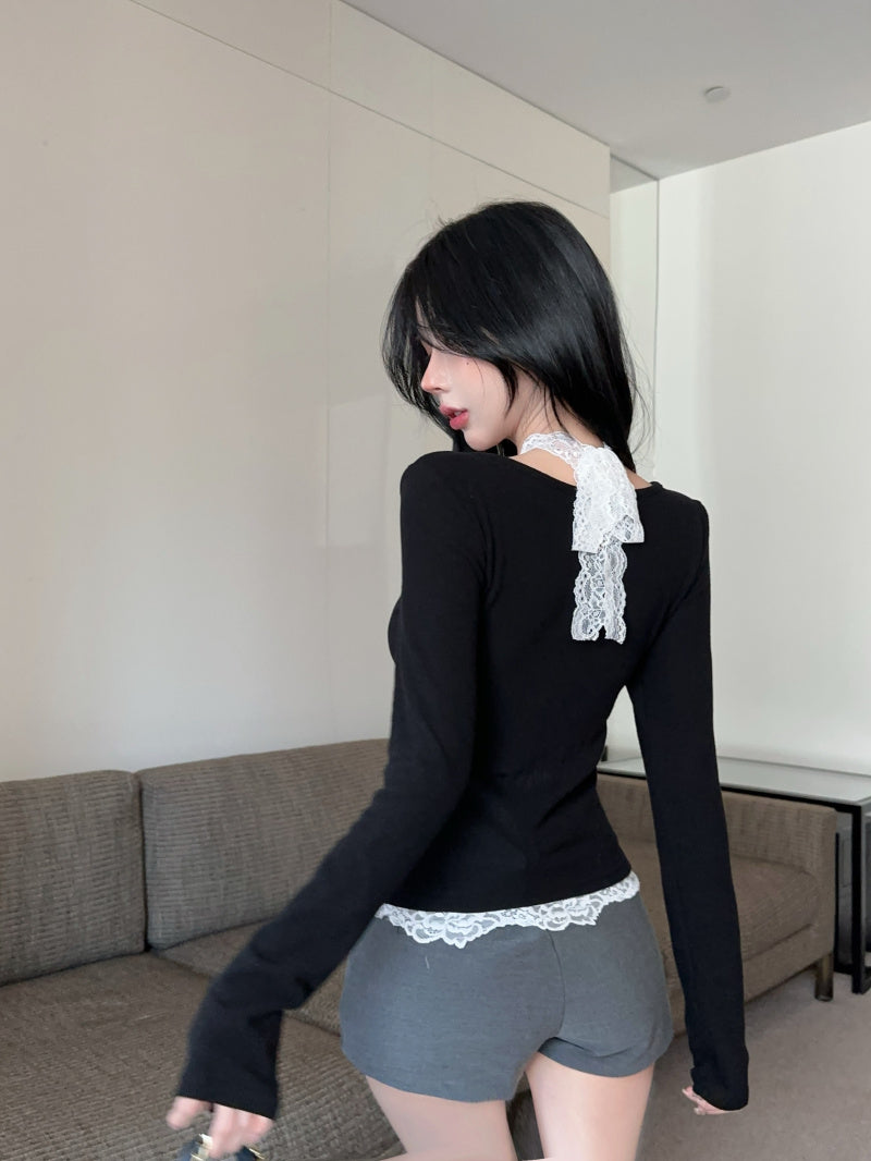 【tops】ホルターネックニットTシャツG24263