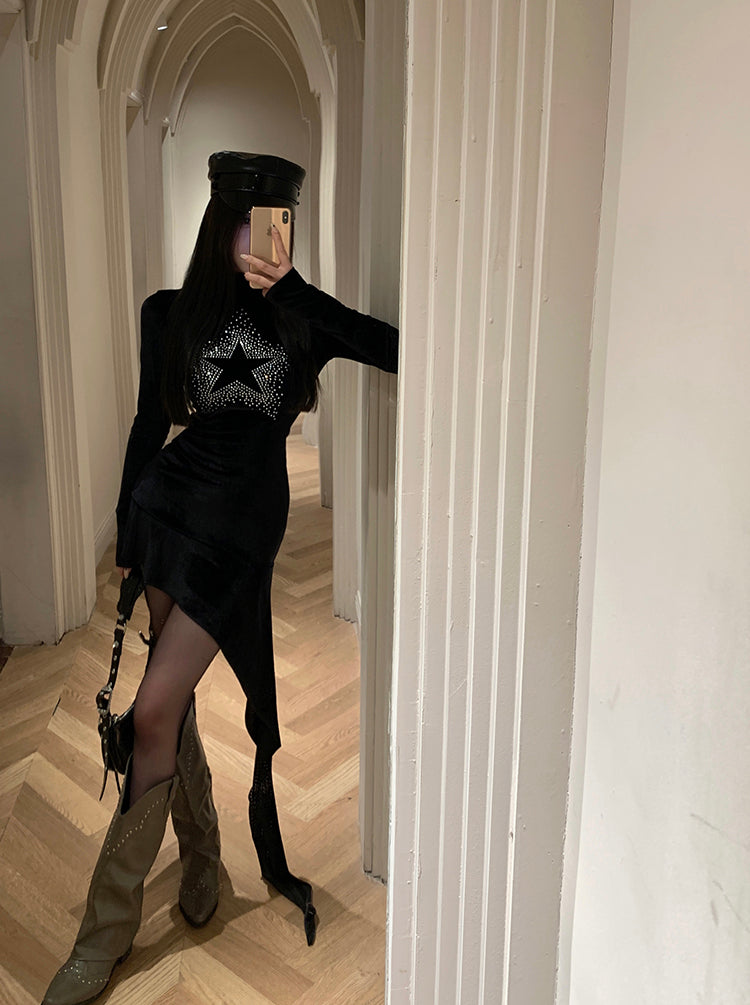 【dress】星柄ギャル体型カバーワンピースG24268