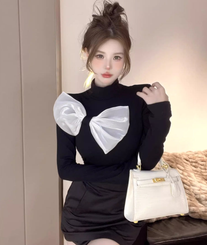 【tops】秋冬リボン長袖TシャツG24269