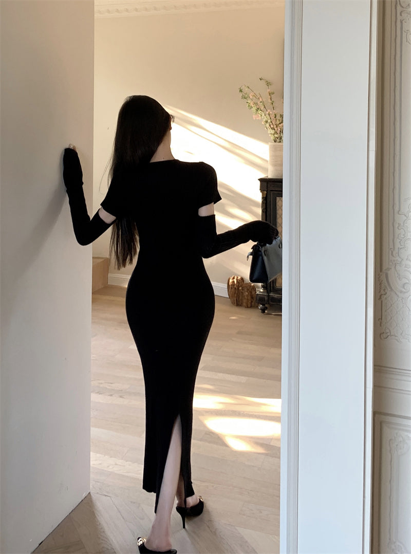 【dress】秋冬体型カバーニットワンピースG24275