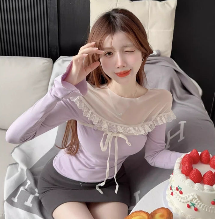 【tops】メッシュ切り替え長袖TシャツG24285