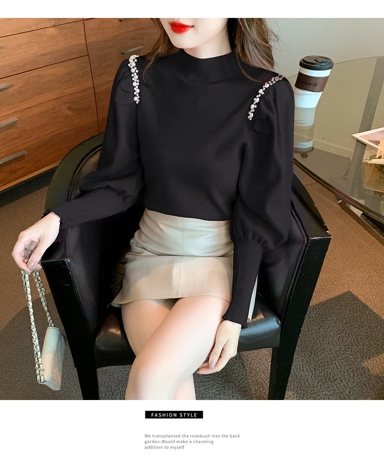 【tops】ランタンスリーブニットセーターG24313