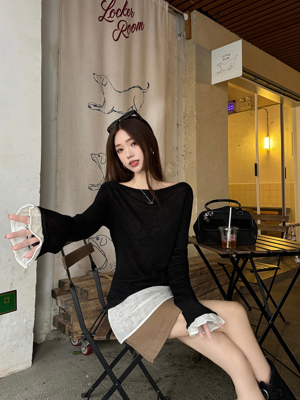 【tops】2色カラーマッチングニットG24315