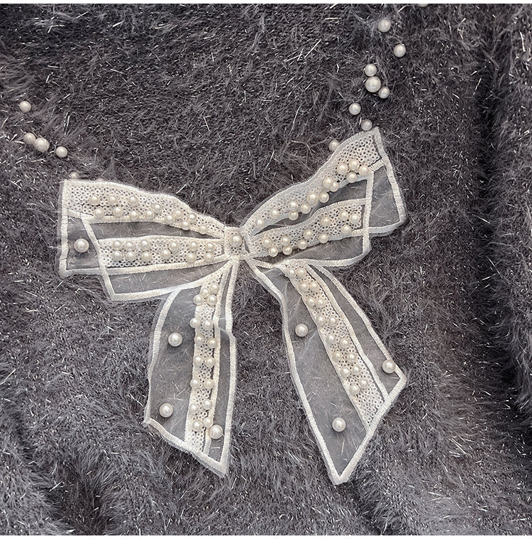 【tops】リボンVネックニットセーターG24317