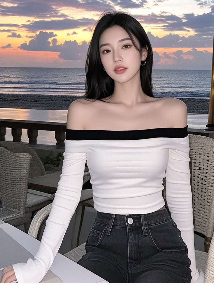 【tops】オフショルダー長袖TシャツG24318